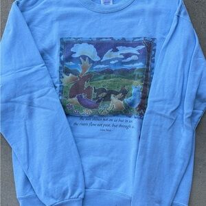 Jerzees Blue Scenic Graphic Crewneck Sweater
